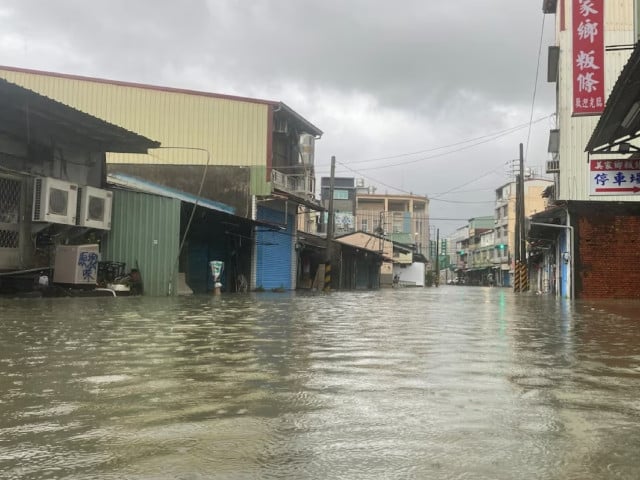 the water level rises due to heavy rains in meinong district kaohsiung taiwan july 25 2024 in this picture obtained from social media photovia reuters